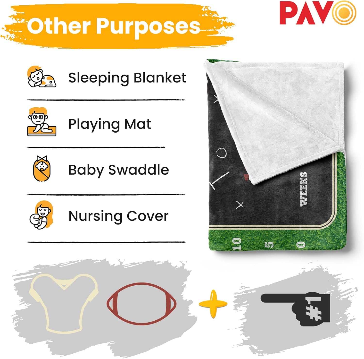 Pavo Manta de hito de fútbol prémium para bebés niños, incluye 3 marcos exclusivos, manta mensual personalizada para recién nacido, ultrasuave y