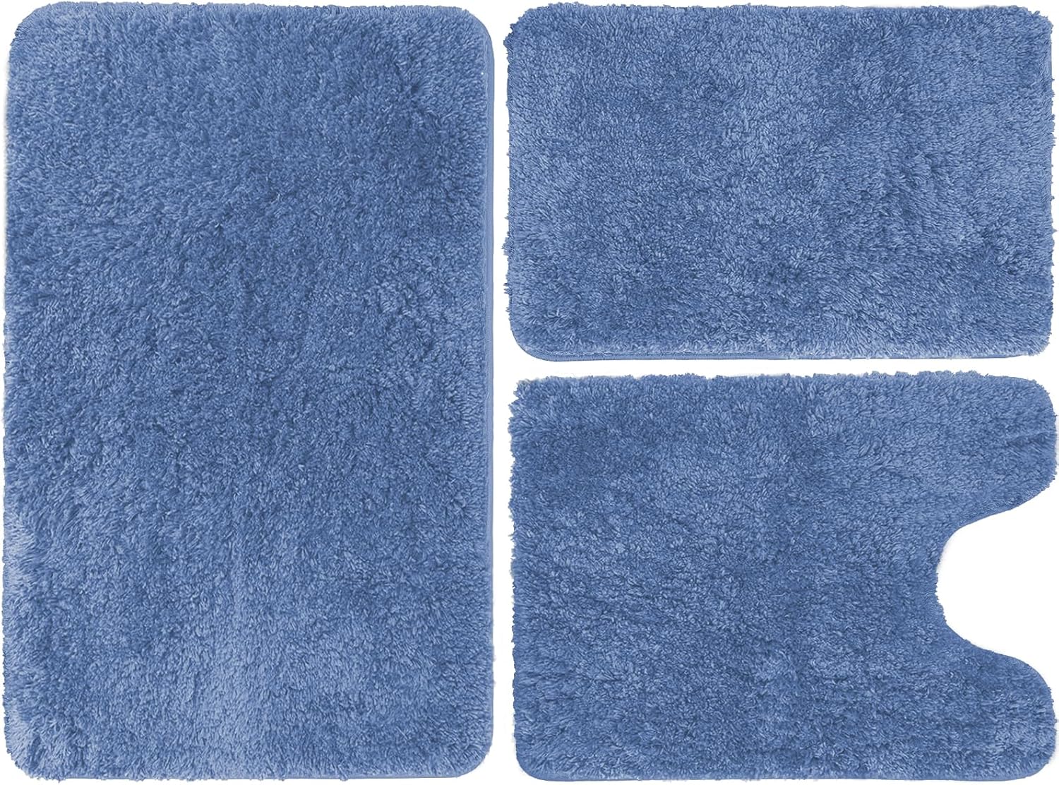 Juego de 3 tapetes de baño antideslizantes para baño, extra suaves y absorbentes, microfibra peluda absorbente de agua, lavables a máquina, tapetes