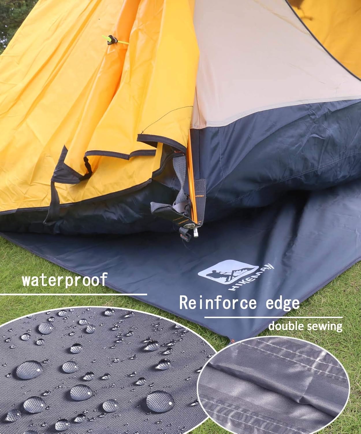 Hikeman Huella hexagonal de tienda de campaña, lona ultraligera impermeable para 1 a 4 personas, con 6 estacas de tienda de campaña para campamento,
