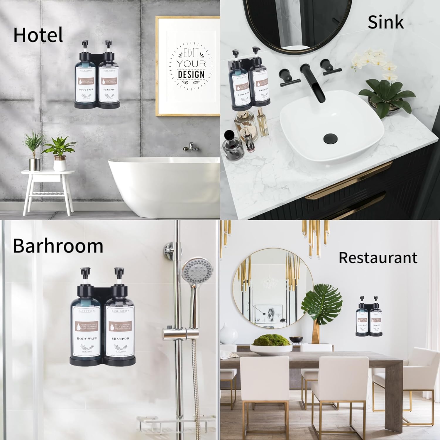Dispensador de champú y acondicionador, dispensador de jabón montado en la pared, dispensador de champú de ducha de 30 onzas, dispensador de jabón