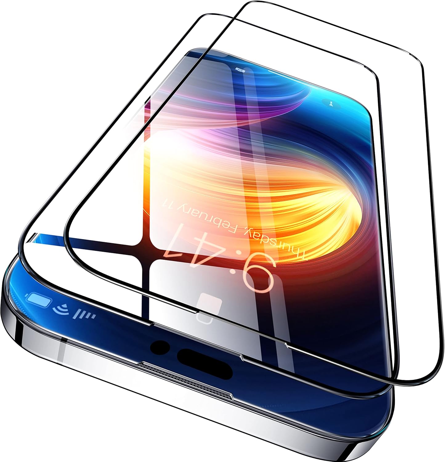 CASEKOO KooFilm – Protector de pantalla para iPhone 14 Pro Max Pantalla original Protección inastillable Vidrio templado dureza 9H, compatible con