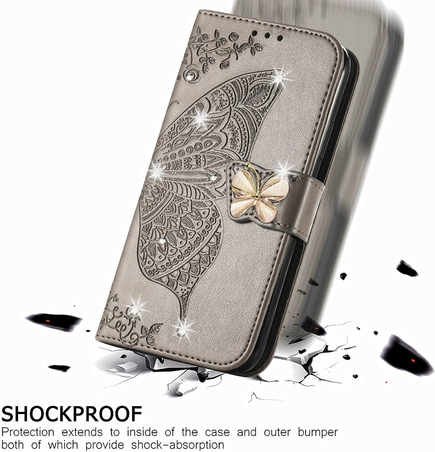 Monwutong Funda tipo cartera para Samsung Galaxy A13 5G, diseño de mariposa 3D, funda de piel sintética con cierre magnético fuerte y ranuras para
