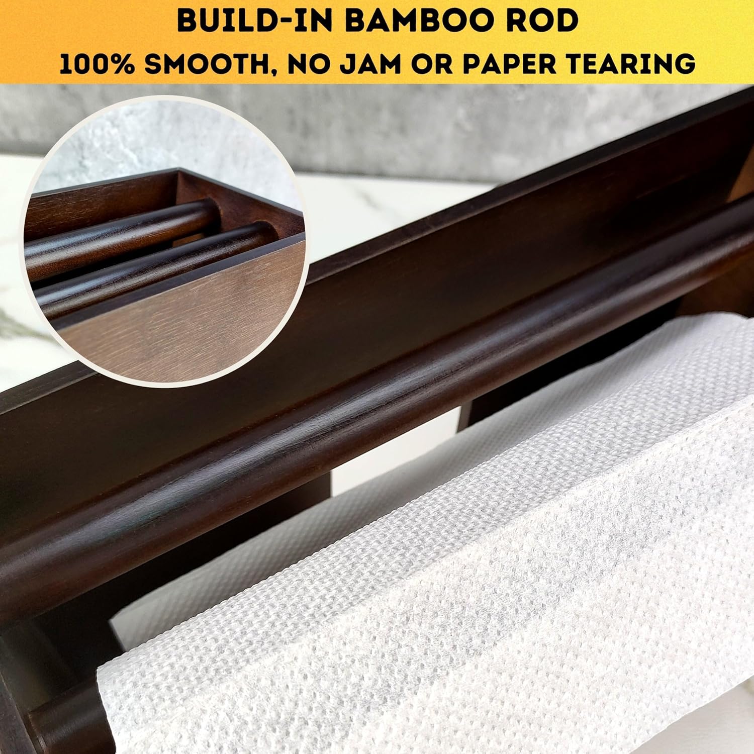 Dispensador de bambú multiuso para toallas de papel, para montaje en pared o en encimera, para toallas de mano del baño, servilletas y pañuelos