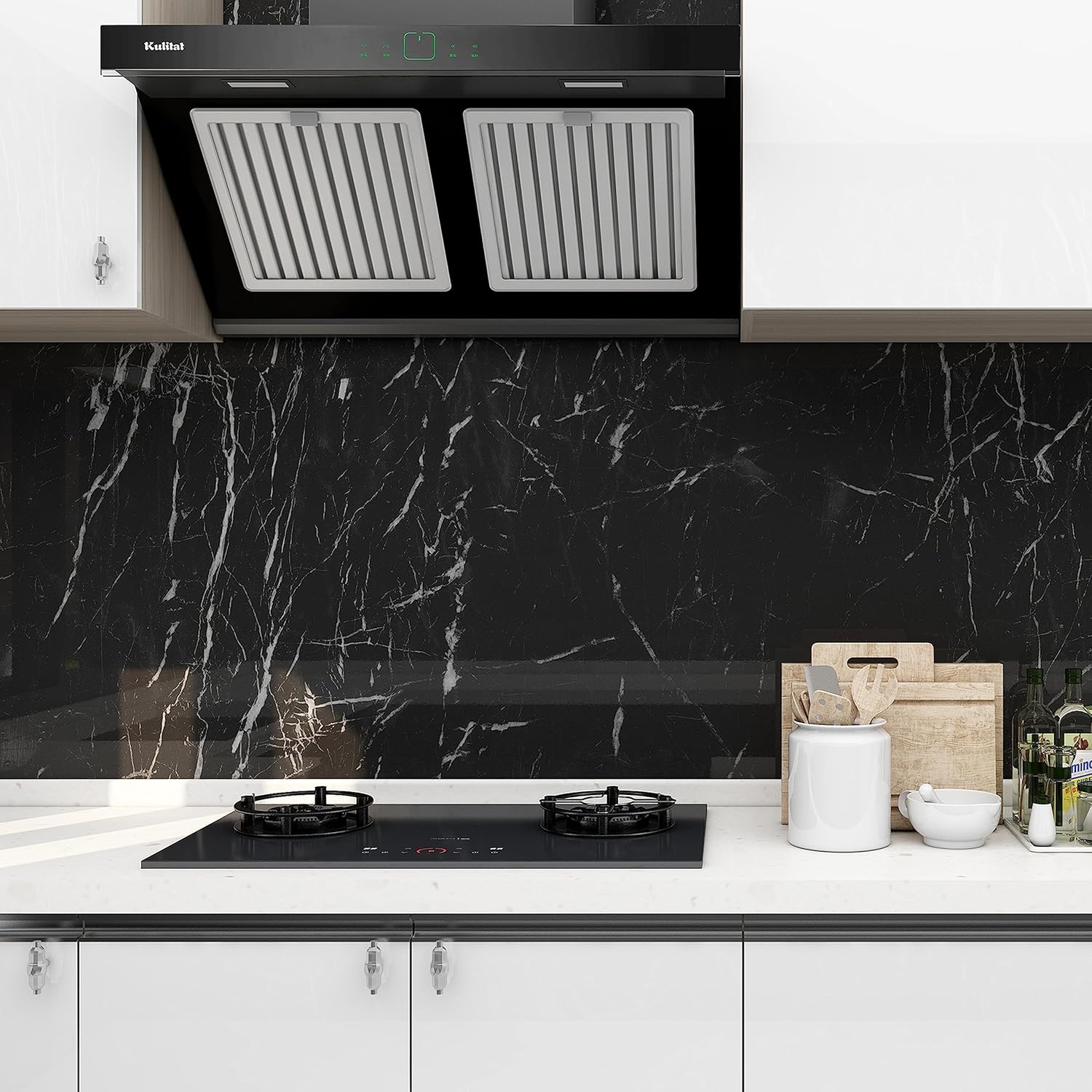 Papel tapiz de mármol negro, papel adhesivo de granito negro, autoadhesivo, extraíble, impermeable, papel de pared de mármol brillante para cocina,