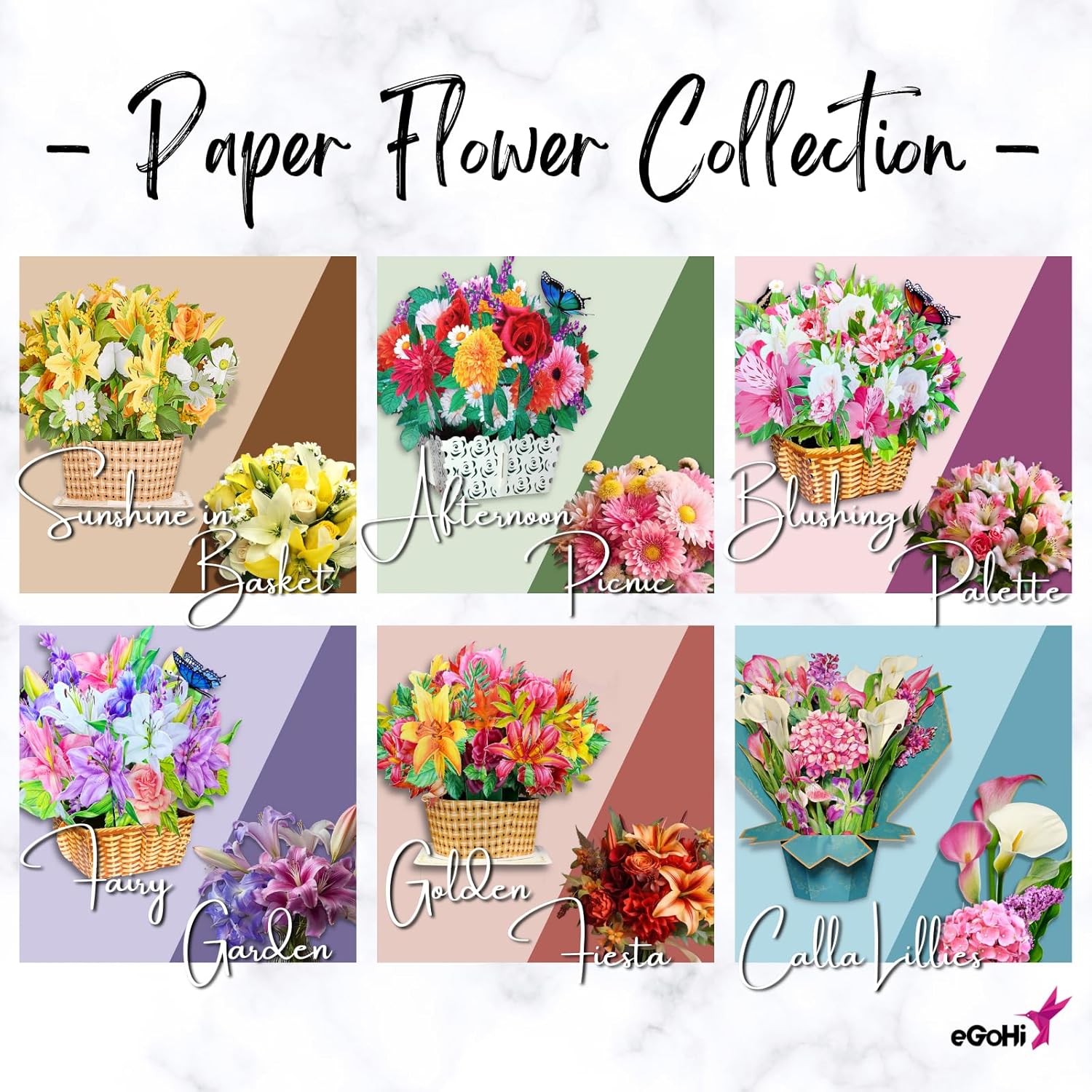 Tarjeta grande de papel con cesta de flores, tarjetas desplegables, 10 pulgadas con tarjeta de notas y sobre – Picnic por la tarde