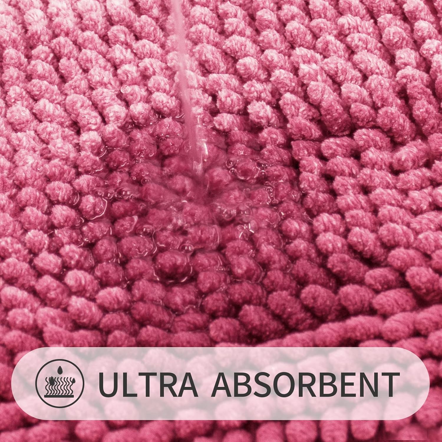 Gibelle Tapetes de baño rosados, tapetes de baño de felpilla de lujo, tapetes pequeños antideslizantes para ducha y baño, lavables a máquina, de