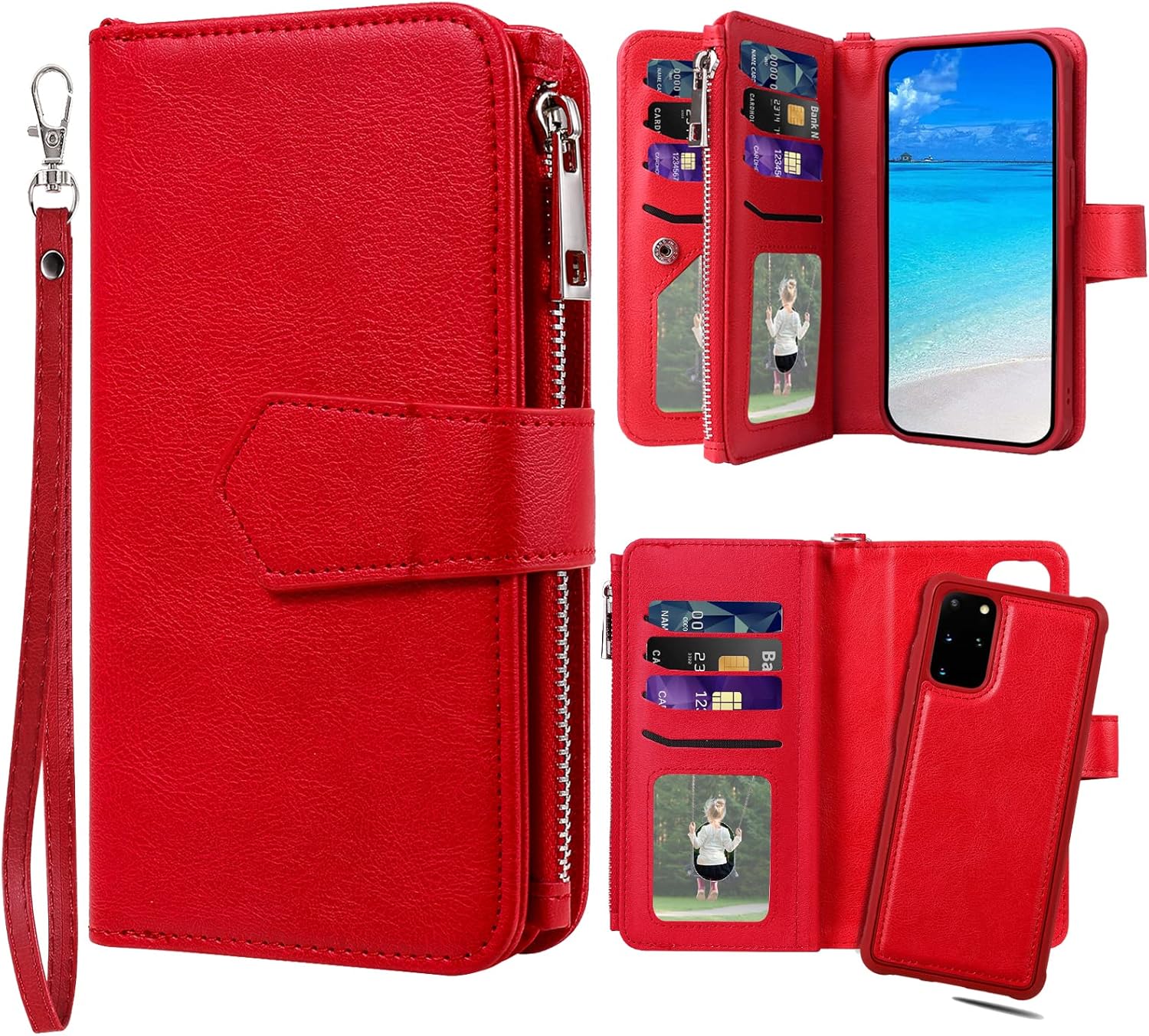 Funda para Galaxy S20 Plus, 2 en 1, magnética, desmontable, a prueba de golpes, funda de piel sintética con ranura para tarjeta para Samsung Galaxy