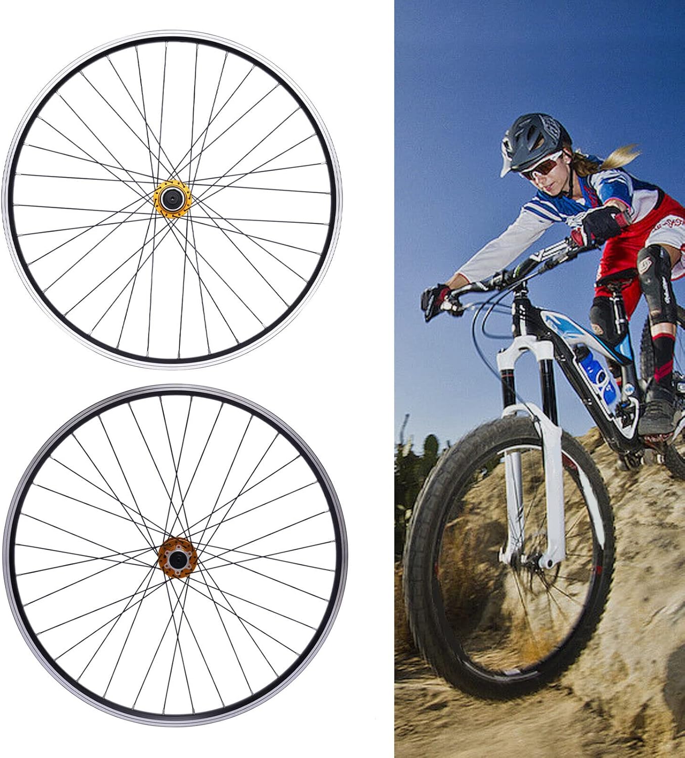 Juego de ruedas para bicicleta de montaña, 27.5 pulgadas, ruedas delanteras y traseras, aleación de aluminio, freno de disco MTB para casete de 7 a