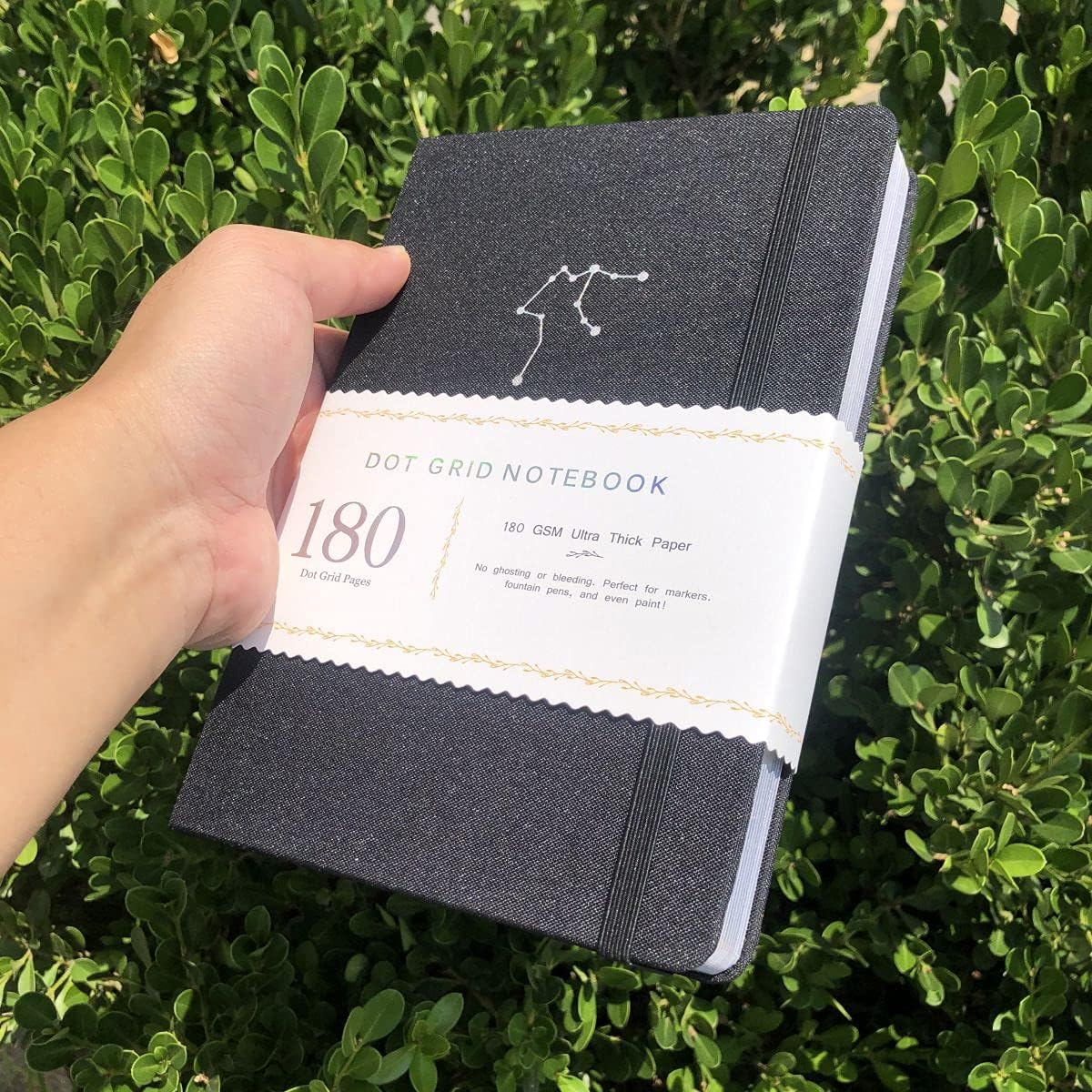 Cuaderno punteado con cuadrícula de puntos, colección Zodiac A5, tapa dura, 160 páginas, tamaño 5.7 x 8.2 pulgadas, papel de bambú de 6.32 ozyd,