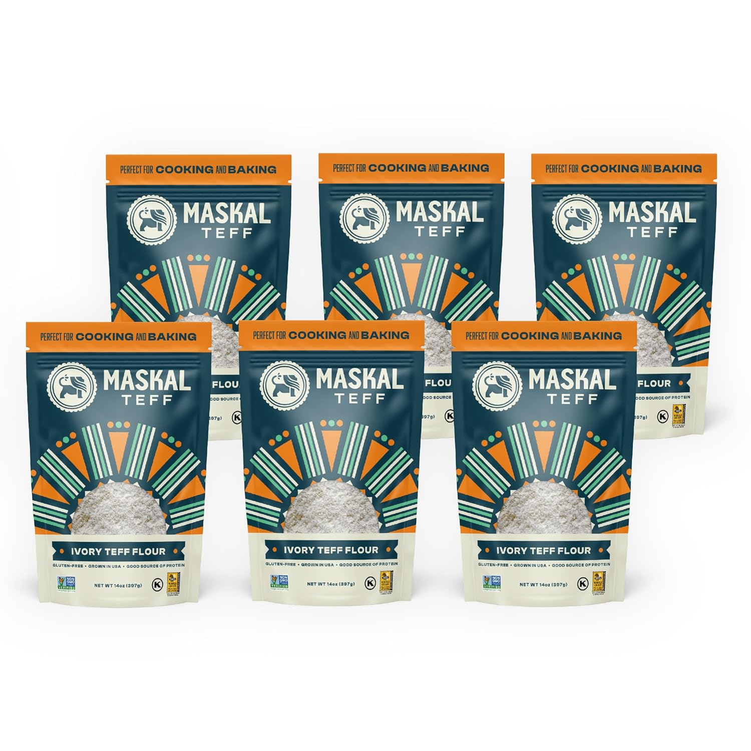 Maskal Teff Harina de Teff marfil, 14 onzas (paquete de 6)
