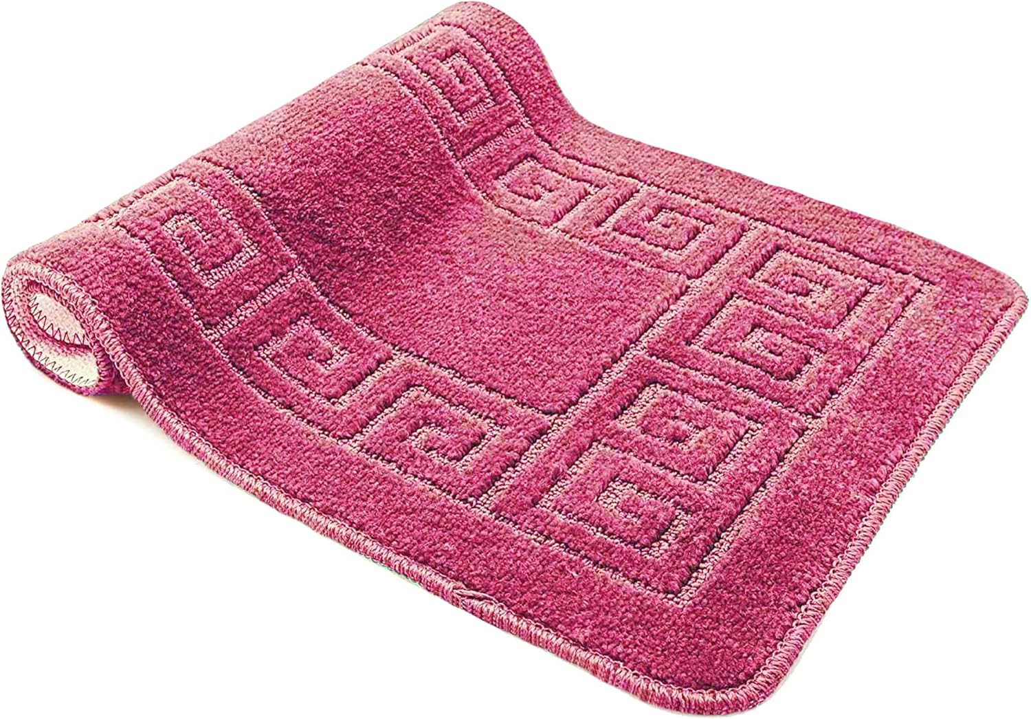 Home Must Haves Juego de baño de 3 piezas con patrón de retazos rosa rosa (18 x 29 pulgadas), tapete de contorno grande (18 x 19 pulgadas), cubierta