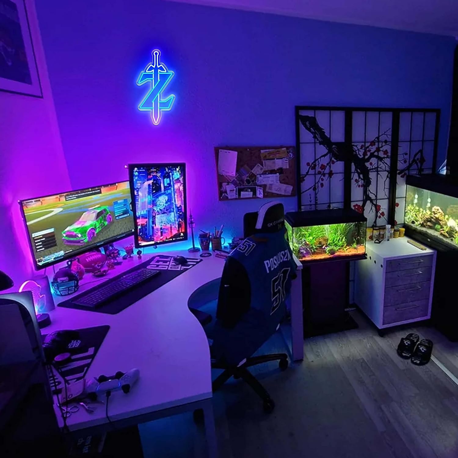 Zelda – Letrero de neón para jugadores, luz de neón icónica para decoración de sala de juegos, regalos de Zelda, espada Z, letrero LED, espada