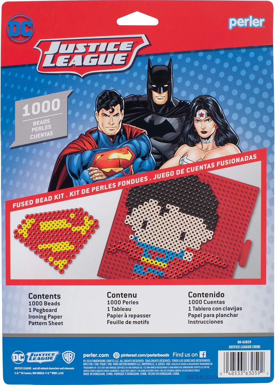 Perler Kit de cuentas para manualidades de chibi de la liga de la justicia de Superman, 1000 piezas