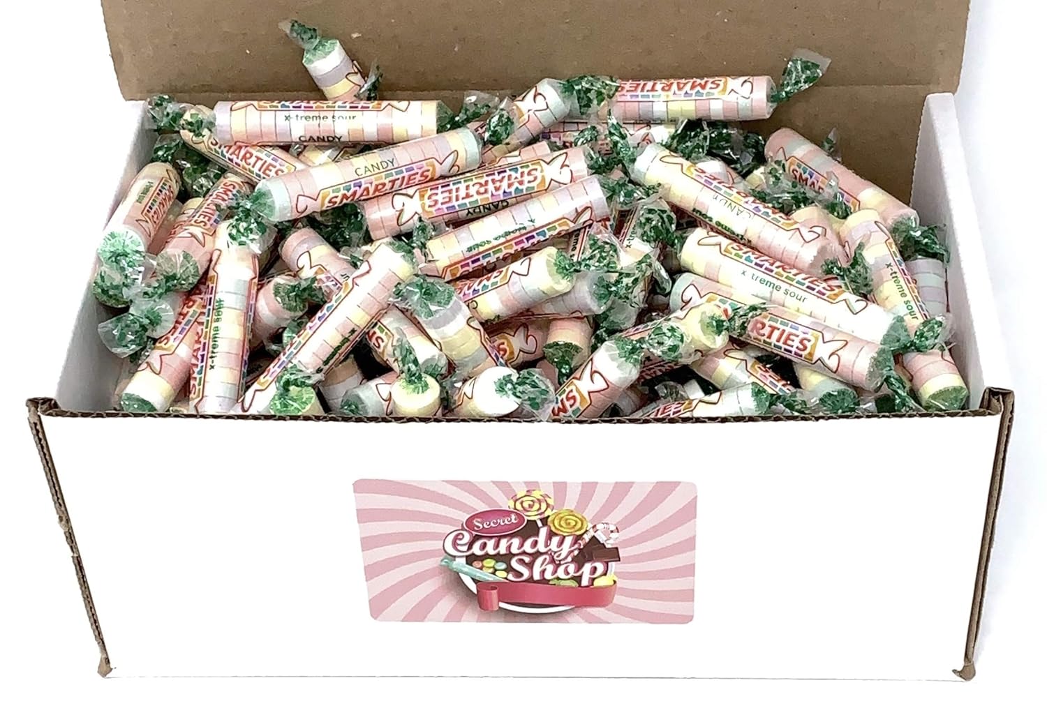 SECRET CANDY SHOP Smarties X-Treme – Rollos de caramelo agrio a granel en caja, 2 libras (envueltos individualmente)