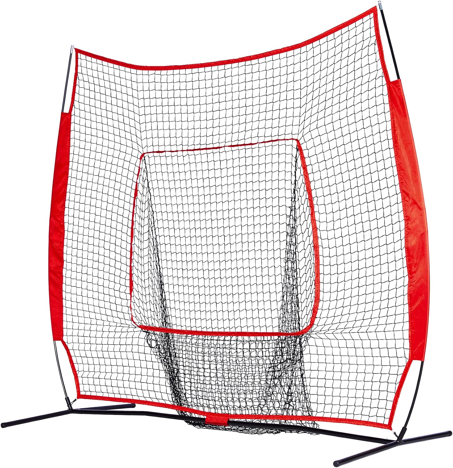 Red de práctica de béisbol y softbol de 7 x 7 pies, portátil, para bateo, con bolsa de transporte y marco de metal