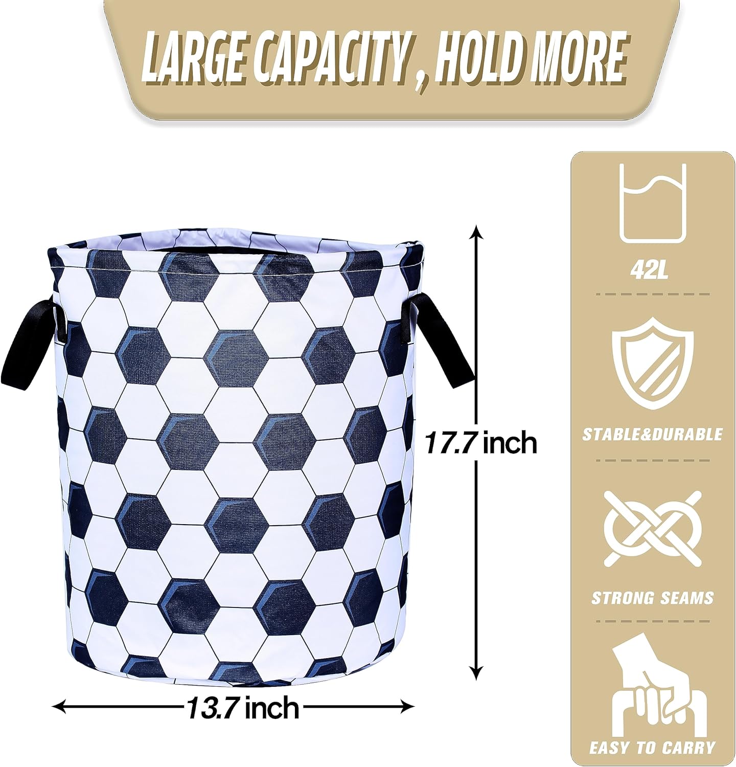 Cesta de lavandería de fútbol para deportes, plegable, impermeable, de tela Oxford, cesta de lavandería, cubo de almacenamiento de ropa, organizador