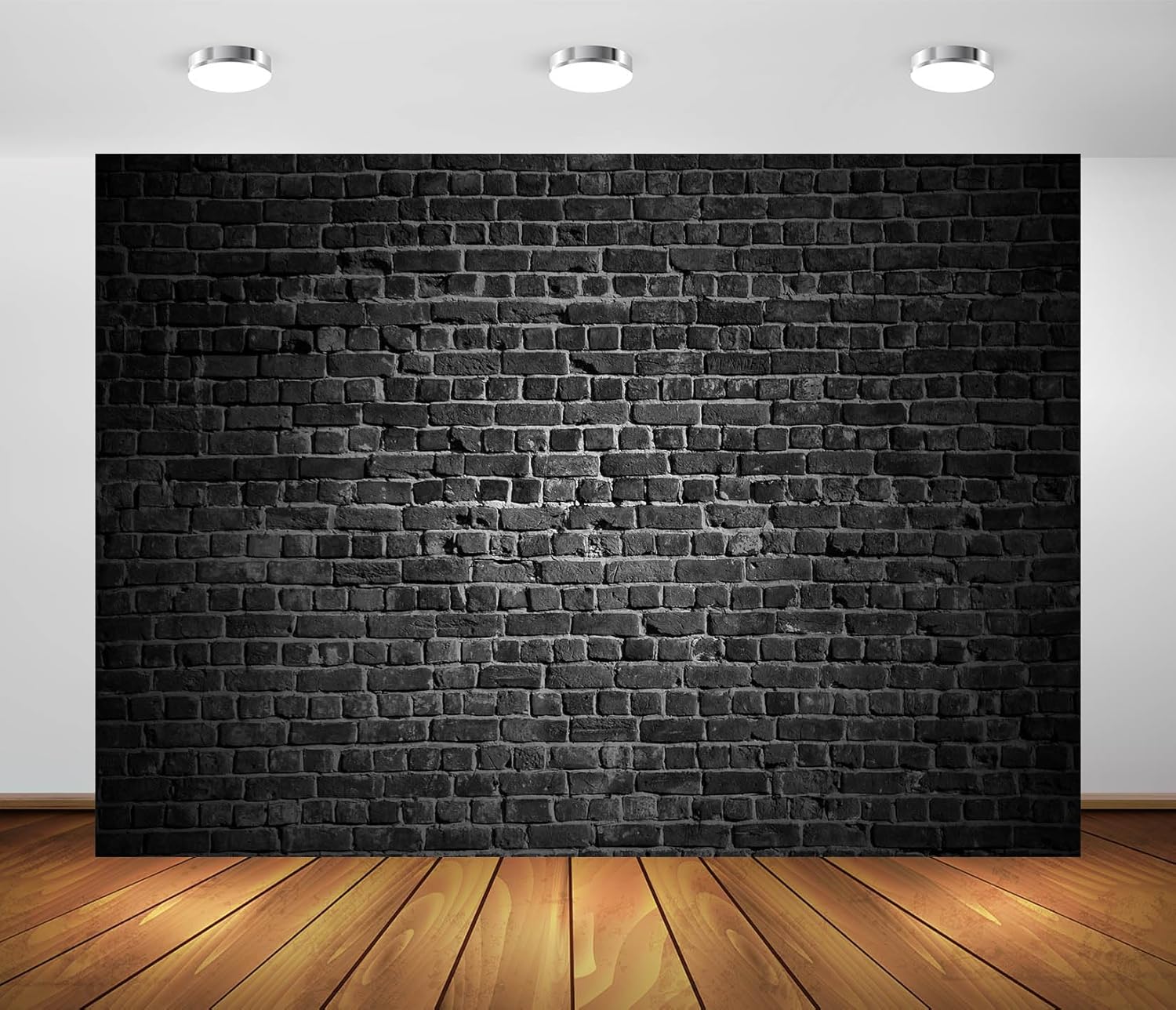 BELECO Telón de fondo de pared de ladrillo negro de tela de 7 x 5 pies, fondo de pared negro de ladrillo negro, decoración de fiesta temática de