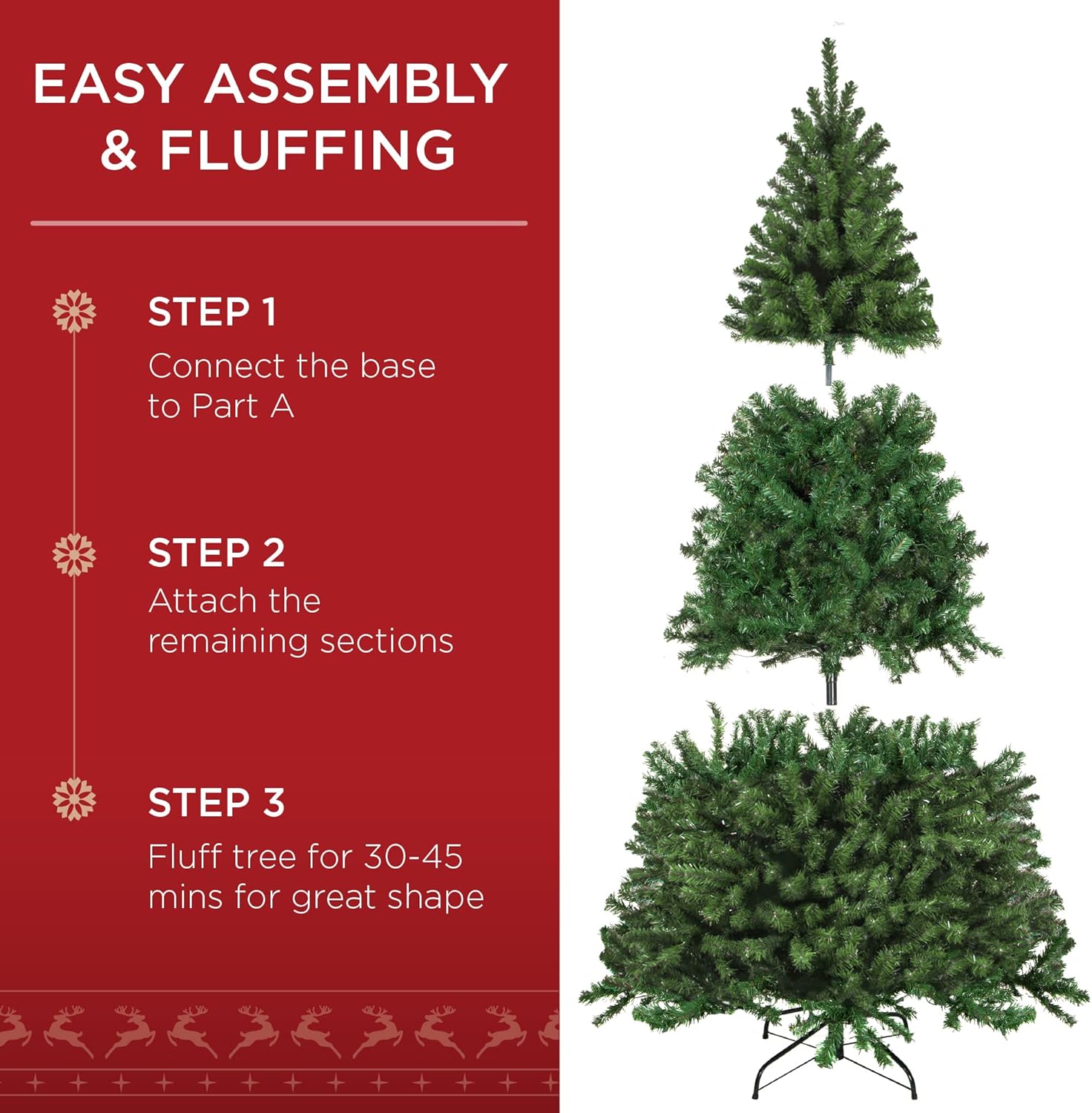 Best Choice Products. Árbol de Navidad artificial con bisagras con luces incandescentes, soporte plegable, Metal Cloruro polivinílico, Verde, 6 pies