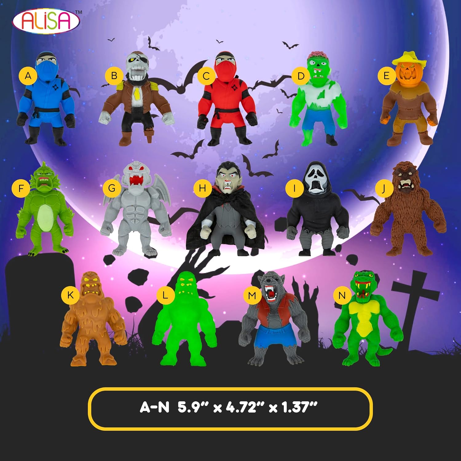 Monster Flex – Juguetes elásticos para niños y niñas, juego de 2, monstruos elásticos espeluznantes, juguetes elásticos para niños, regalos de
