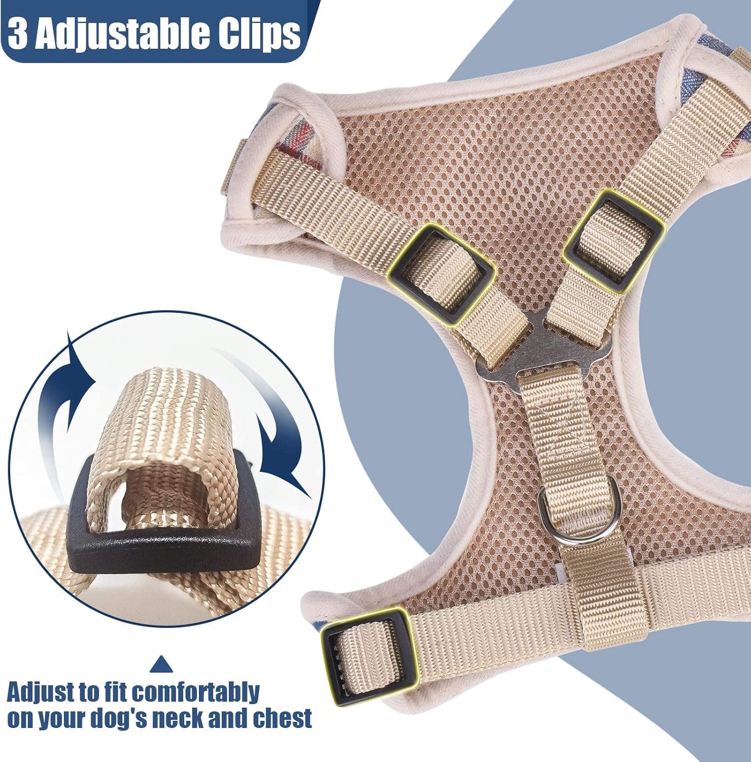 PUPTECK Juego de arnés y collar de correa para perros pequeños y medianos, cachorros y gatos, sin tirones, ajustable, reflectante, de malla suave,