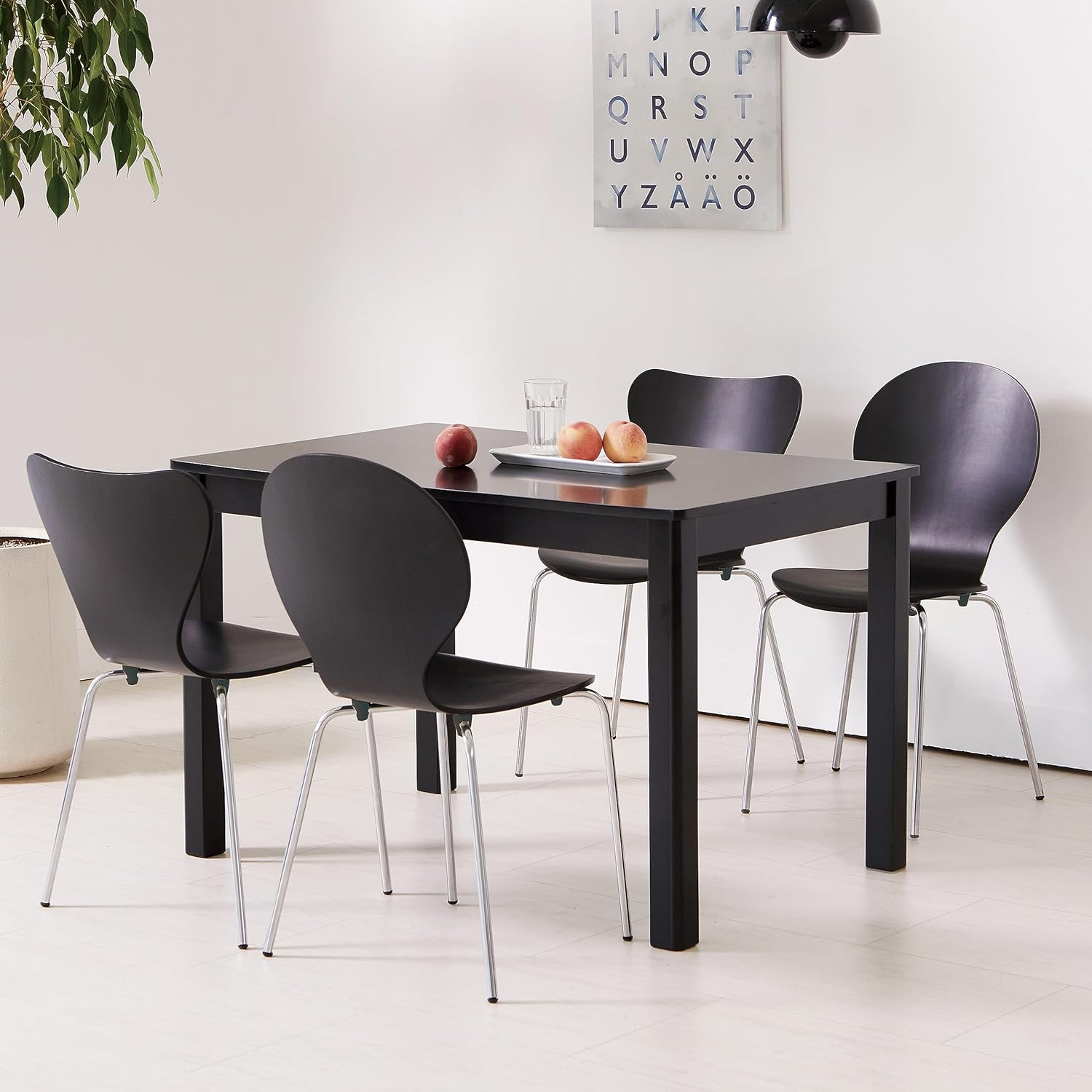 Livinia No.9 – Juego de 2 sillas de comedor de madera modernas de mediados de siglo, contemporáneas, apilables, de madera curvada, para interior de