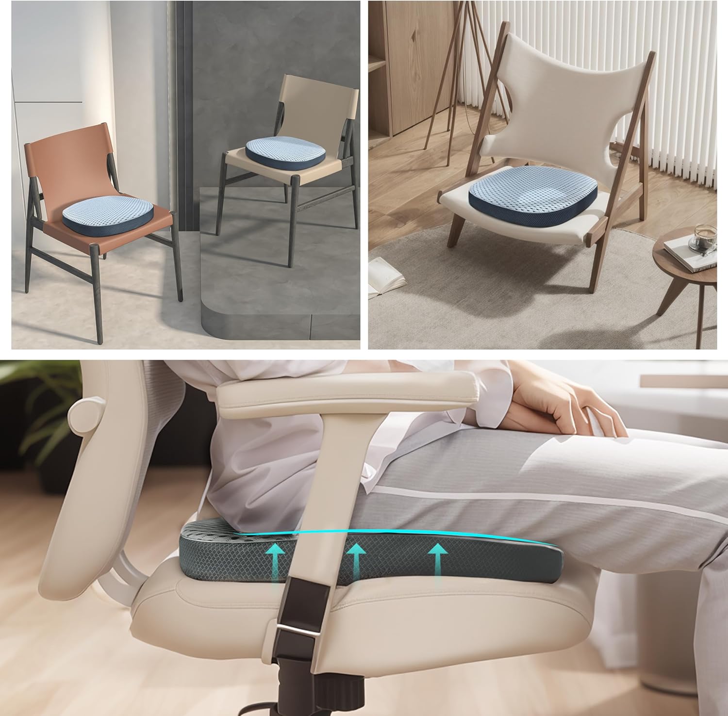 BNCKTRD Cojín de asiento de apoyo altamente transpirable para silla de escritorio, cojín de asiento de silla de oficina para aliviar la presión,