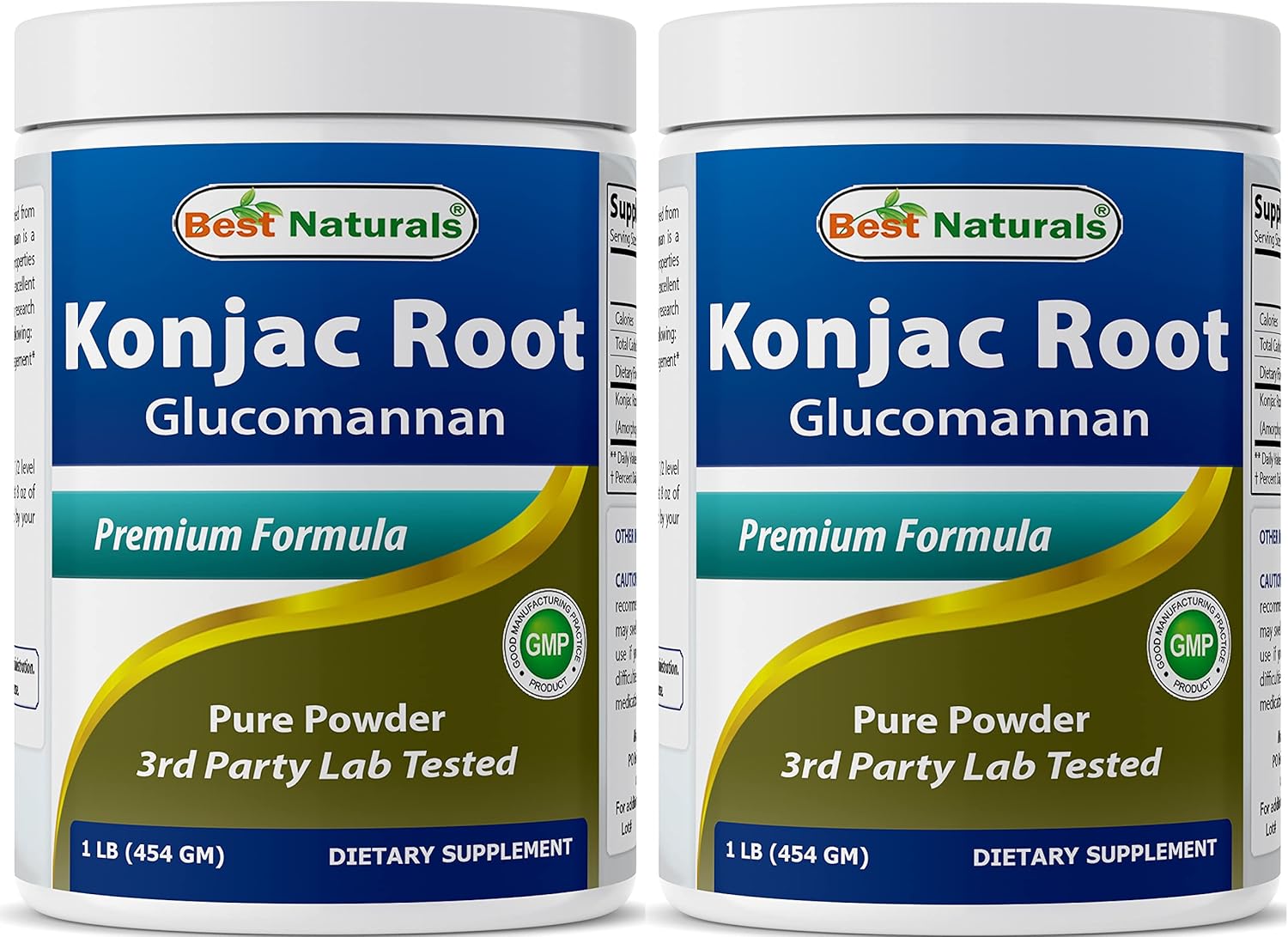 Best Naturals Paquete de 2 raíces de glucomanano Konjac 1 libra  2000 mg por porción  (total de 2 libras)