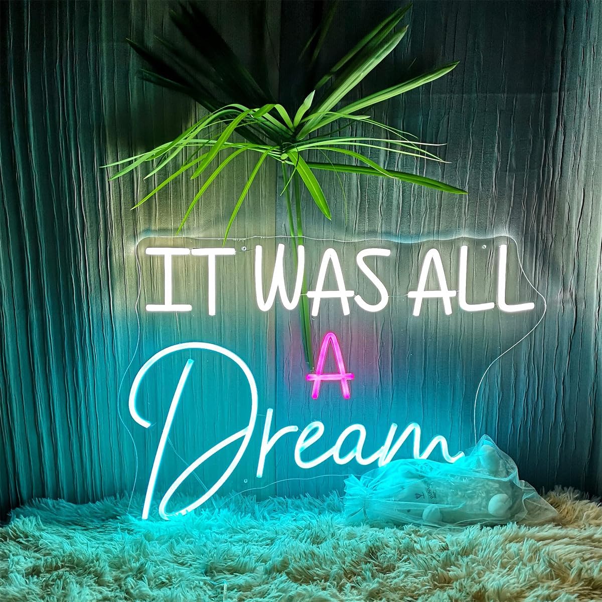 Letreros de neón con texto en inglés “IT WAS ALL A Dream”, luces LED de neón para decoración de pared, letrero iluminado para fiesta de cumpleaños,