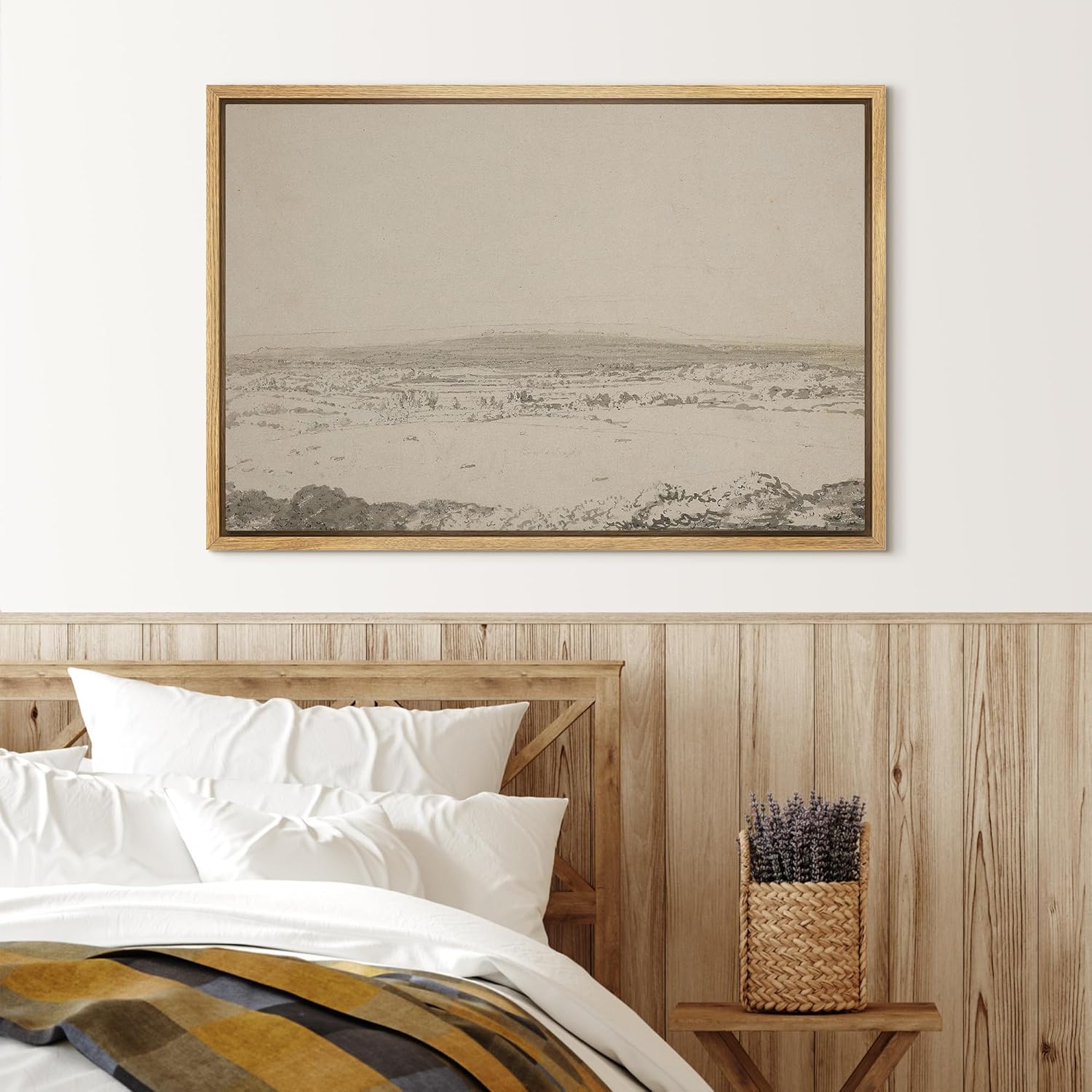 SIGNLEADER Lienzo enmarcado para pared, paisaje abstracto gris, naturaleza, desierto, arte moderno, decorativo para sala de estar, dormitorio,