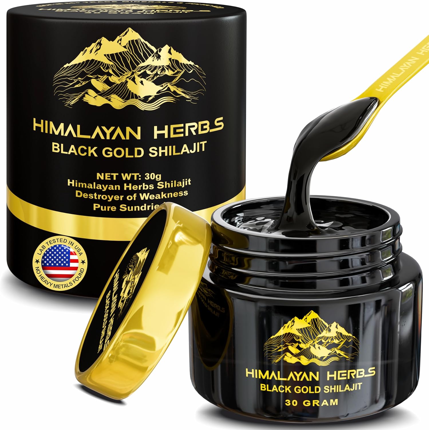 Resina Shilajit Shilajit pura orgánica del Himalaya 1.06 oz (30 g), grado oro, 100% puro, rico en ácido fúlvico y húmico, minerales, sistema