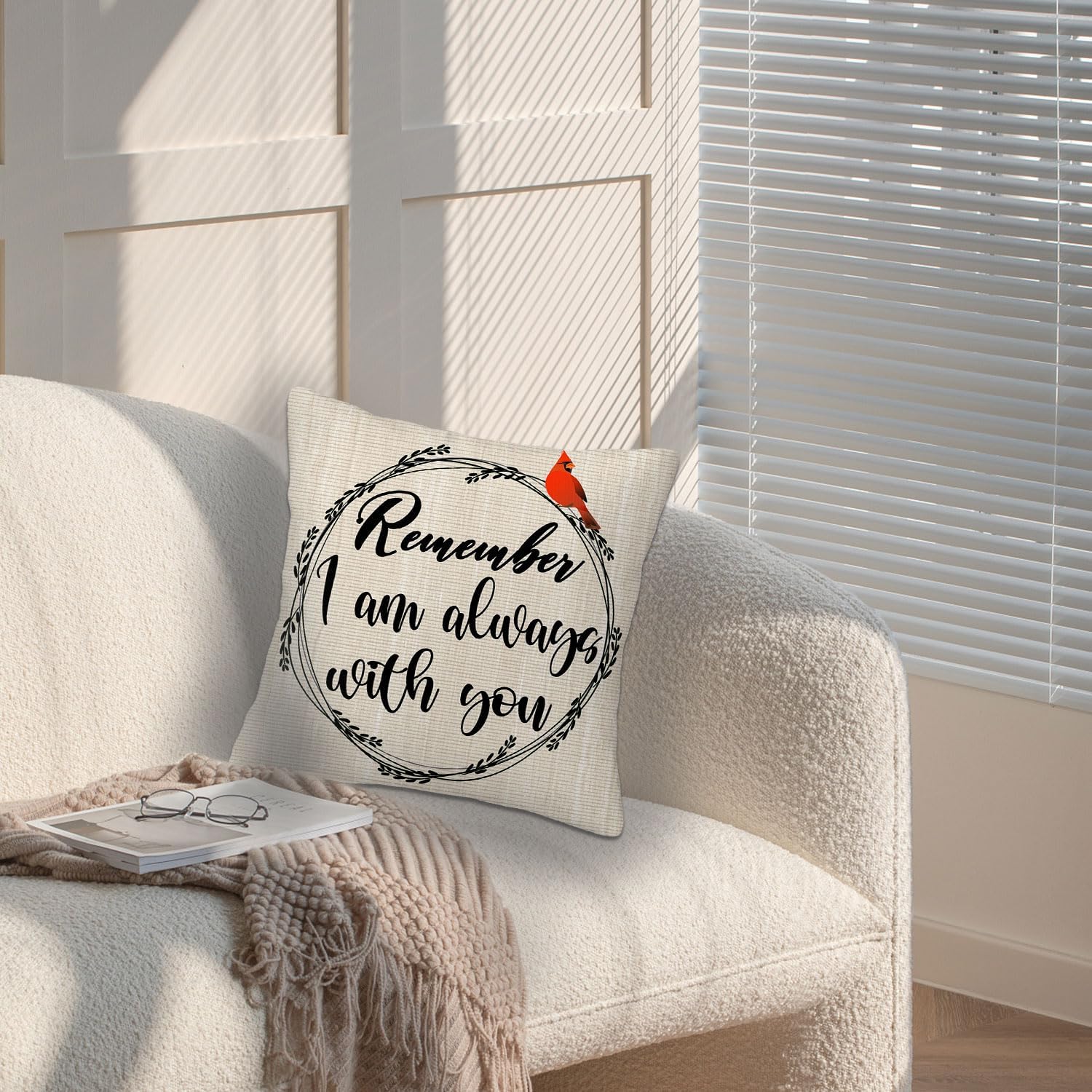 Fundas de almohada Remember I Am Always with You Cardinal – Fundas de almohada súper suaves de 18 x 18 pulgadas, funda de cojín cuadrada para