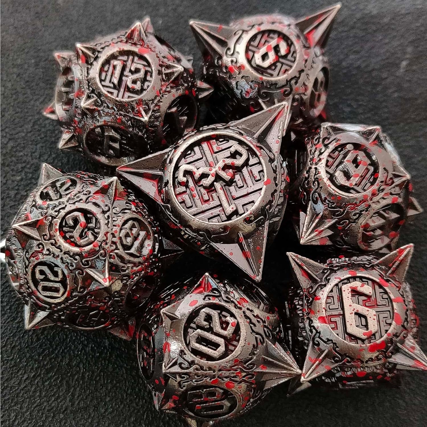 Juego de dados de metal DND, dados de punta redonda, 7 dados poliédricos, MTG Pathfinder D20, juego para juegos de rol RPG, juego de dados D20,