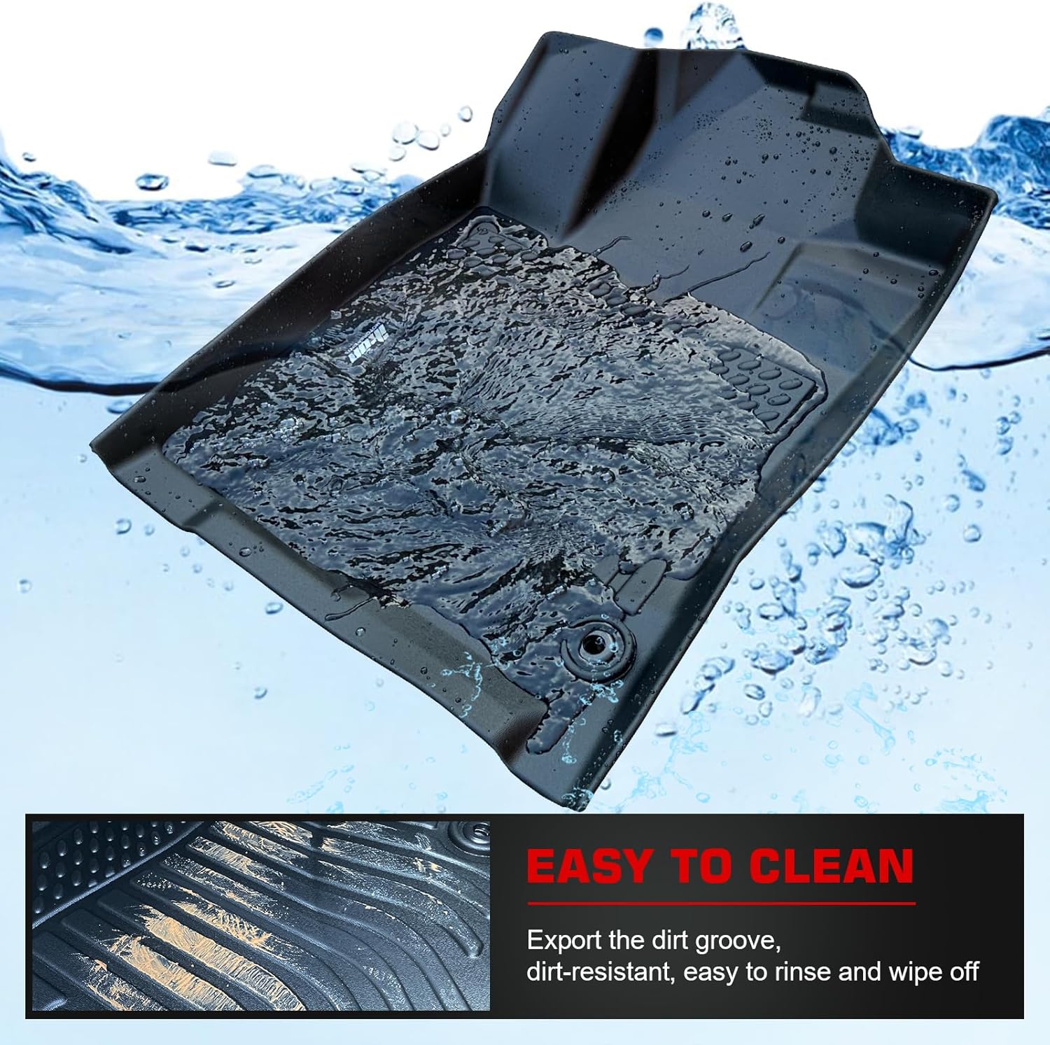 IKON MOTORSPORTS Alfombrillas de suelo de TPE 3D, compatibles con Ram 1500 Crew Cab 2019-2023, revestimientos de piso antideslizantes impermeables