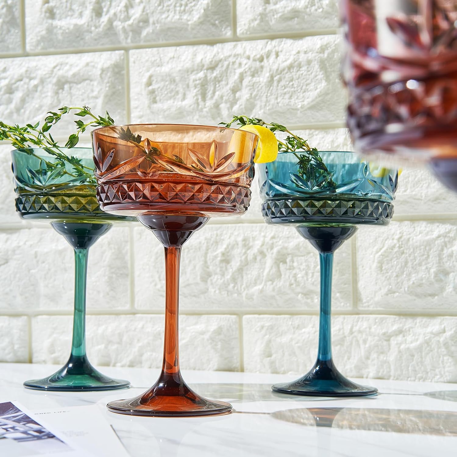 Khen Vasos de cóctel y Martini Coupé de Tritan inastillables, resellables  Juego de 4 vasos de cristal similar, reutilizables, irrompibles e