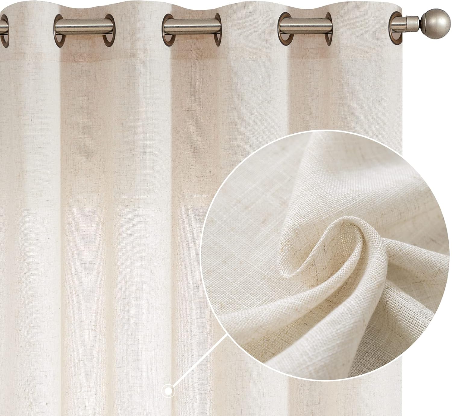 Jinchan – Cortinas de lino texturizadas para sala de estar, con ojales en la parte superior juego de cortinas ideal para dormitorio, sala de estar,