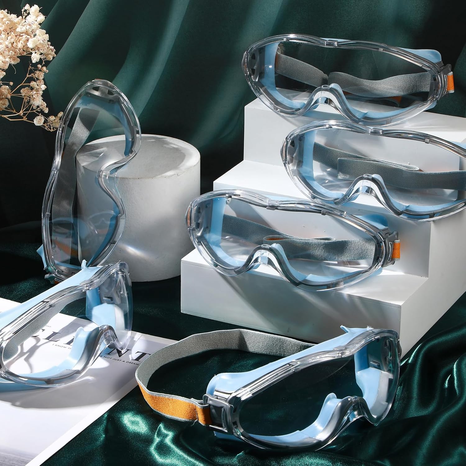 12 gafas de seguridad antivaho lentes transparentes de laboratorio que se ajustan sobre las gafas, gafas protectoras para hombres y mujeres,