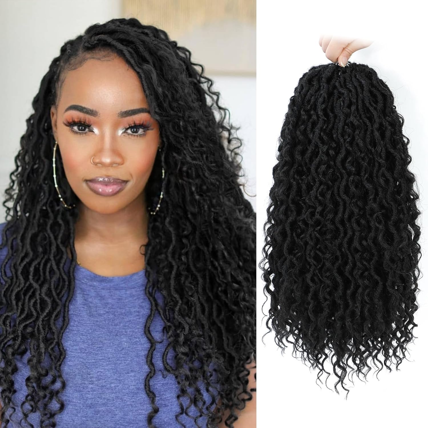 Wodun Goddess Locs – Cabello de ganchillo de 18 pulgadas, 8 paquetes de cabello sintético de ganchillo, cabello de ganchillo previamente enrollado