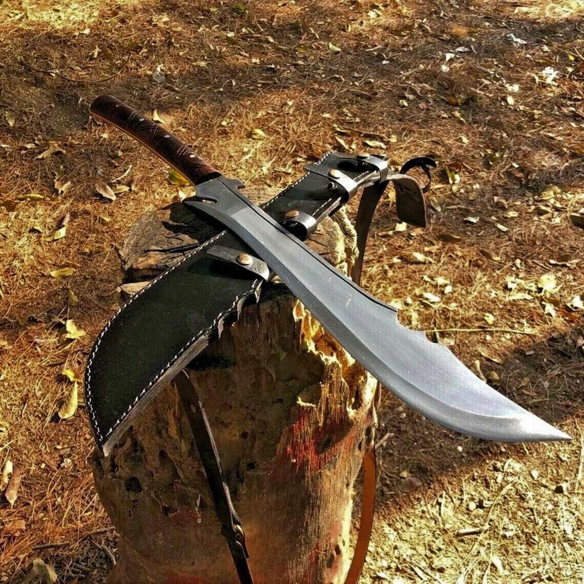 25 “acero D2 caza Bowie Machete cuchillo Full Tang HRC-56-58 Razor Sharp Serration con espuma