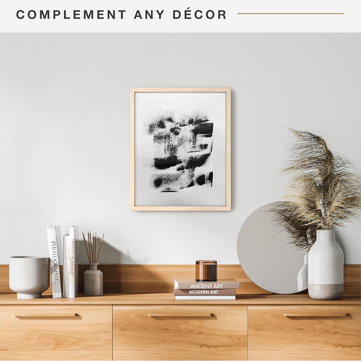 MCS Marco de lienzo flotante, marcos de arte para pinturas en lienzo con cierres adhesivos y accesorios para colgar, veta de madera natural, 16 x 20