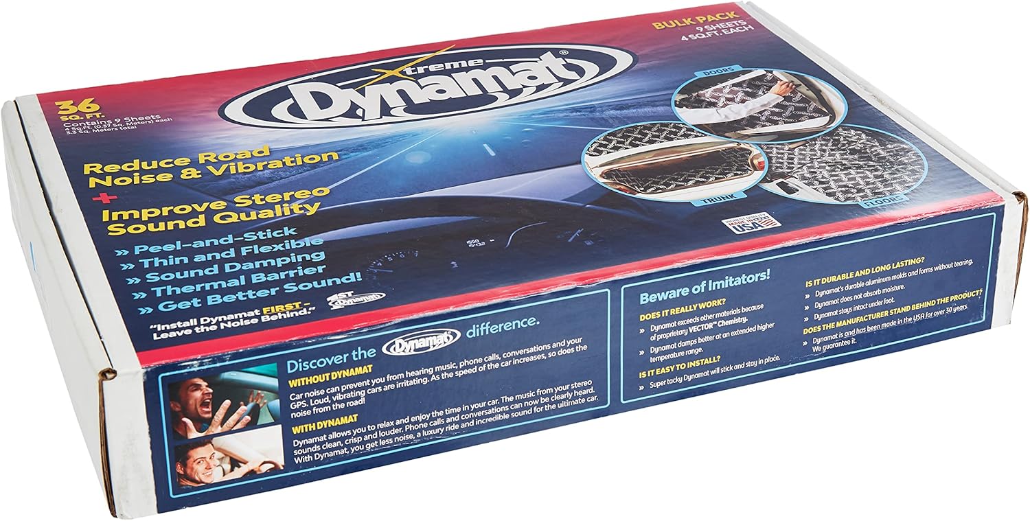 Dynamat 10455 18″ x 32″ x 0.067″ – Amortiguador de sonido autoadhesivo de grosor (9 hojas)  DYNAMAT 10007 Dyna-Roller Herramienta de instalación