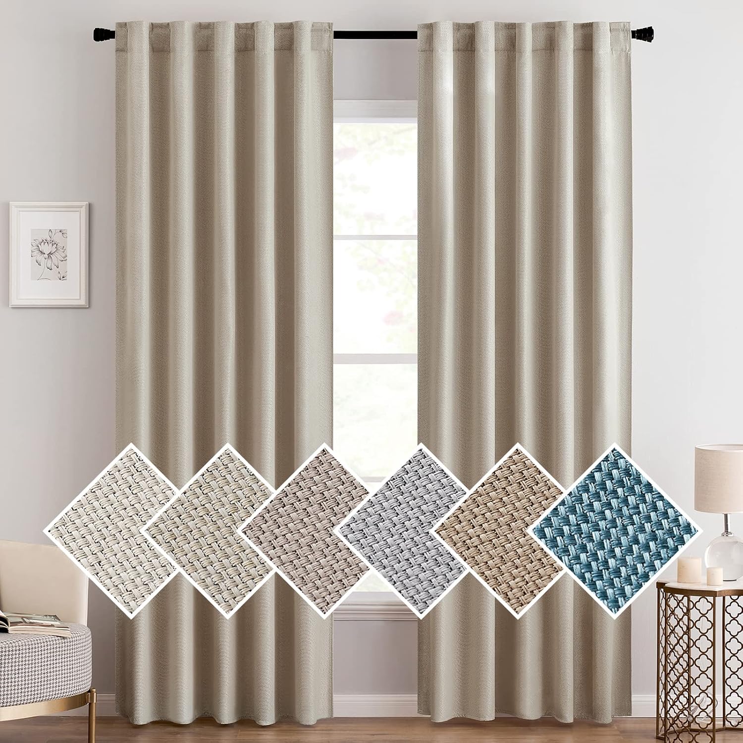 MIULEE Cortinas con textura de lino de 84 pulgadas de largo, paneles de cortina para dormitoriosala de estar, cortinas opacas con aislamiento