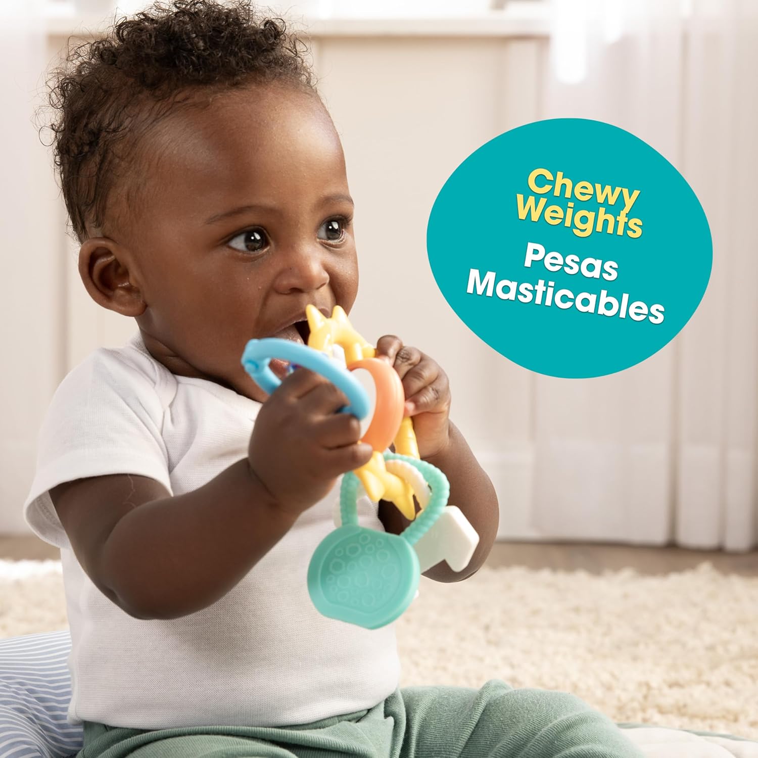 BEBE FUERTE Strong & Sunny Clip On Stroller Toy by Robin Arzon – Juguetes de dentición para bebés de desarrollo – Juguetes de viaje para bebés –