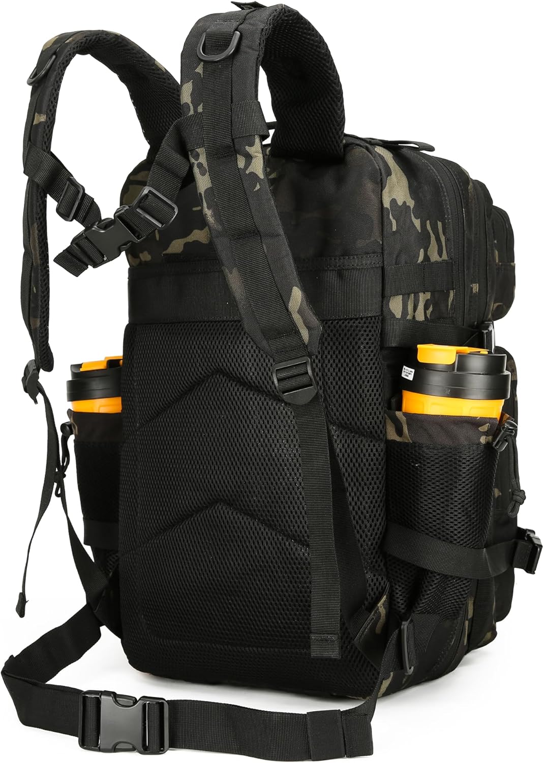 Mochila de asalto táctico de 45L paquete de asalto de 3 días con mochila impermeable Molle para mochilas tácticas, Camo Negro, Mochila