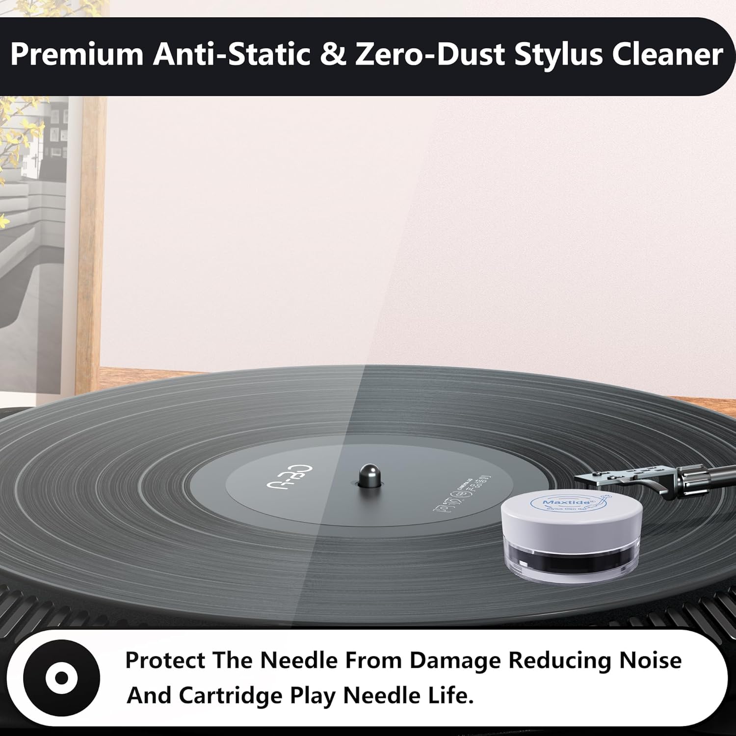 Lápiz para tocadiscos Clean Gel  Limpiador de lápiz capacitivo antiestático y sin polvo, mezcla de limpieza en seco para tocadiscos de vinilo (negro)