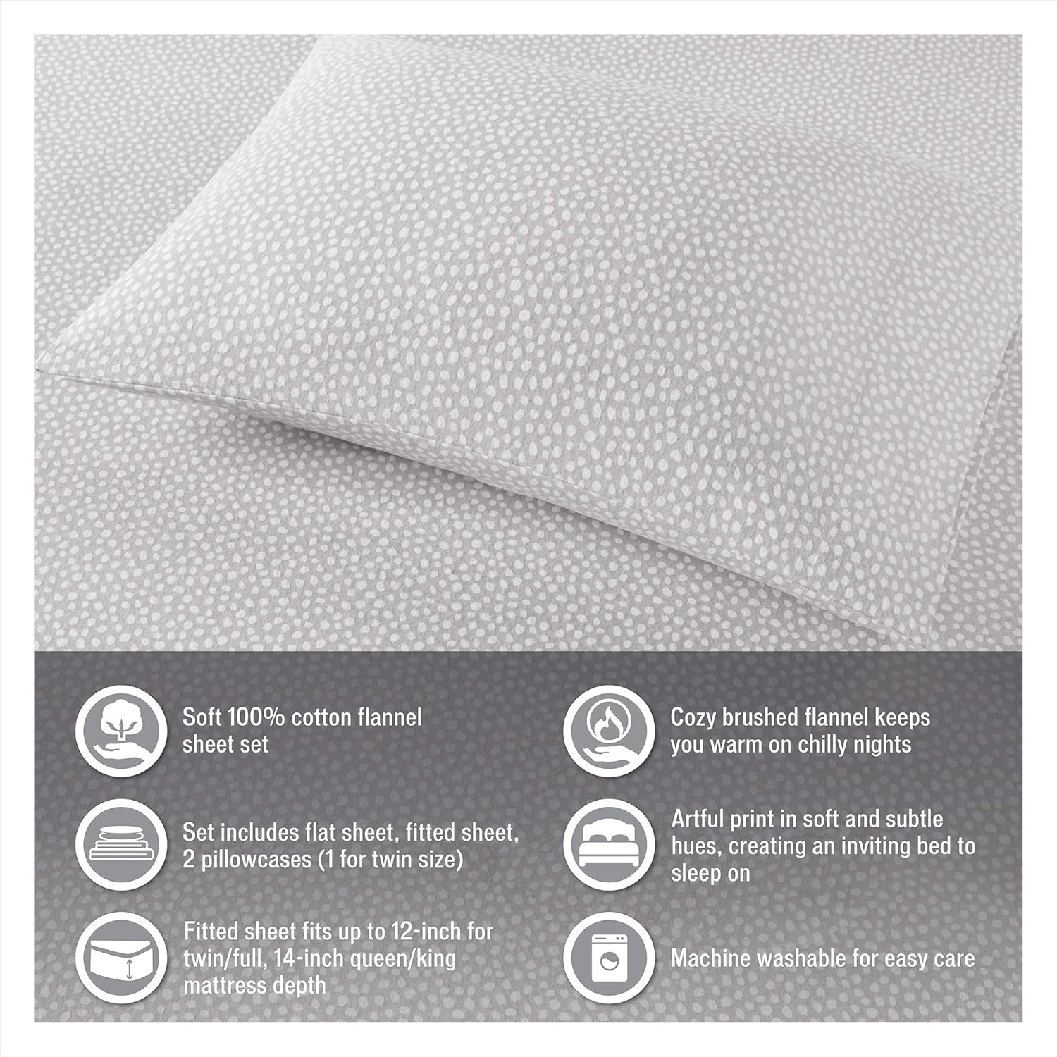 Sleep Philosophy True North Cozy – Juego de ropa de cama cálida de franela 100% algodón, estampado novedoso de animales y estrellas, lindo,