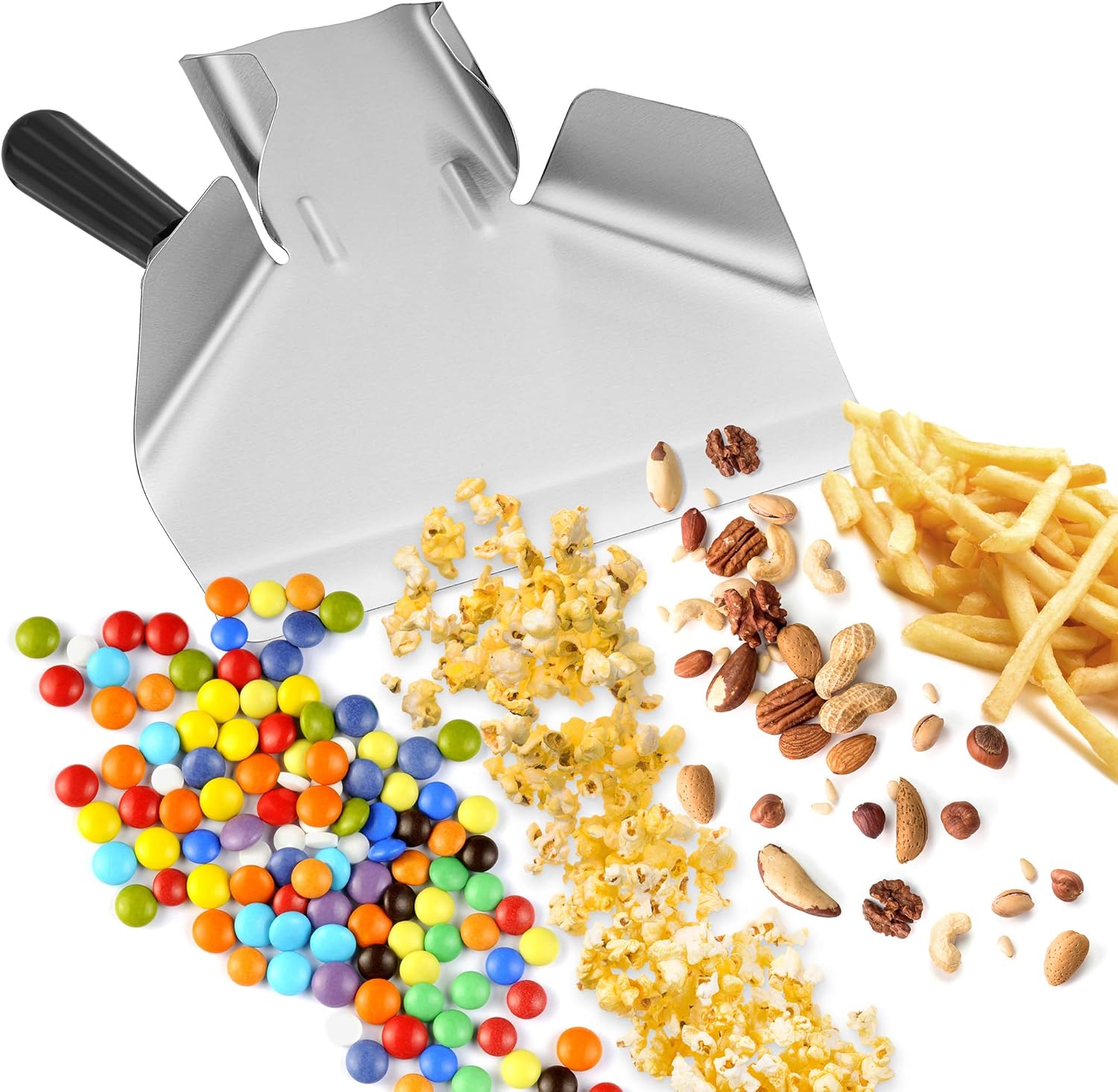 Olde Midway Cuchara para papas fritas de acero inoxidable con mango derecho – cuchara comercial para freír
