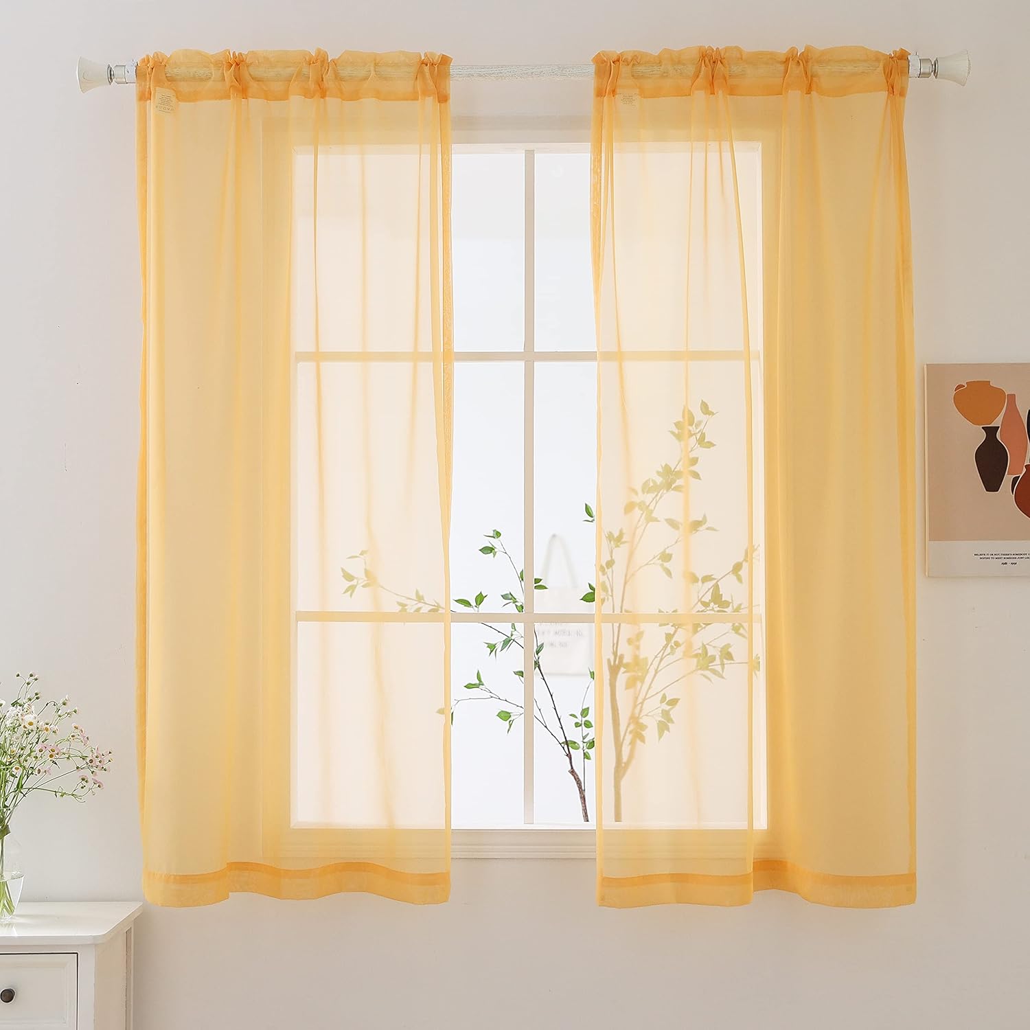 bestselected Cortinas traslúcidas para ventana, 42 pulgadas de ancho x 63 pulgadas de largo cada uno, 2 paneles de cortinas traslúcidas, bolsillo