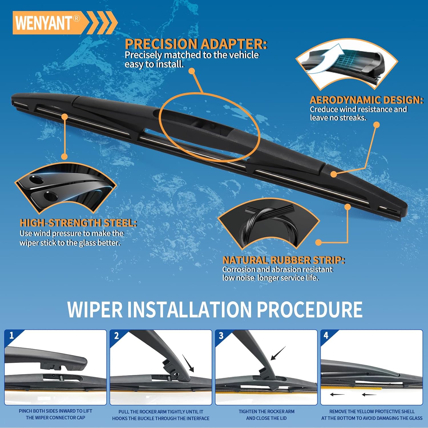 14 inch Rear Windshield Wiper Blade Replacement for Subaru Forester 2022-2006 Ascent 22-19 Impreza 11-04 Legacy 09-05 Outback 19-05 Tribeca 14-06