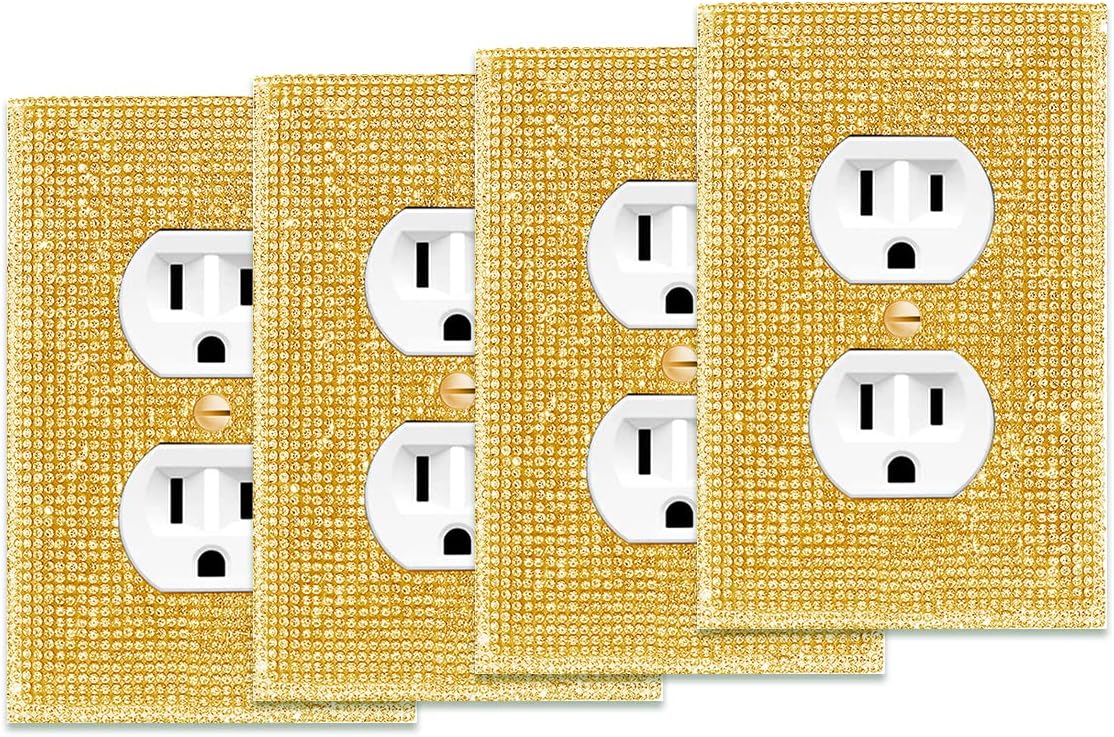 Cubierta de placa de pared dorada con diamantes de imitación coloridos, cubierta de interruptor de luz de colores, cubierta de interruptor de luz