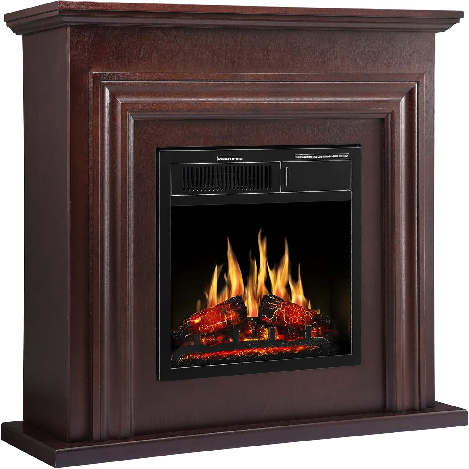 JAMFLY Chimenea eléctrica con mueble con repisa de madera, 36 pulgadas, para esquina, independiente, con hogar con efecto de troncos ardiendo, con